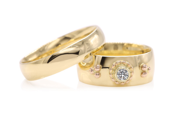 TR-1403 trouwringen verlovingsringen handgemaakt geelgoud diamant