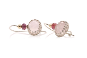 OC-4167 handgemaakte oorbellen uit zilver met rozenkwarts
