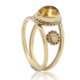 handgemaakte aparte en bijzondere ring uit goud en citrien