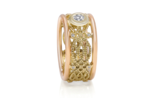 RG-9143 handgemaakte klassieke aparte gouden ring met diamant