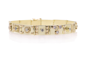 handgemaakte aparte gouden armband met diamanten
