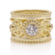 handgemaakte bijzondere en exclusieve 18 karaat gouden ring met diamant