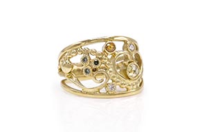 RG-9217-Gouden-ring-met-verschillende-krullen-en-verschillende-kleuren-diamant-overview-2