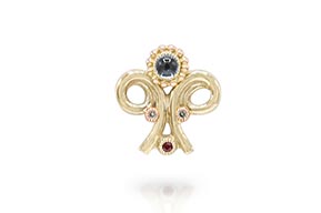 BR-3005-Gouden-brochepin-met-cabochon-geslepen-topaas,-robijn-en-blauwe-diamant-overview-2