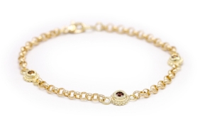 AB-1040 Armband gemaakt van goud met 3 bruine diamanten-overview-2