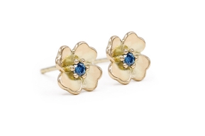 OC-4286 Gouden oorstekers met blauwe diamant-overview