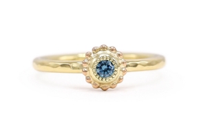 RG-9239 gouden ring gehamerde ring met diamant-overview